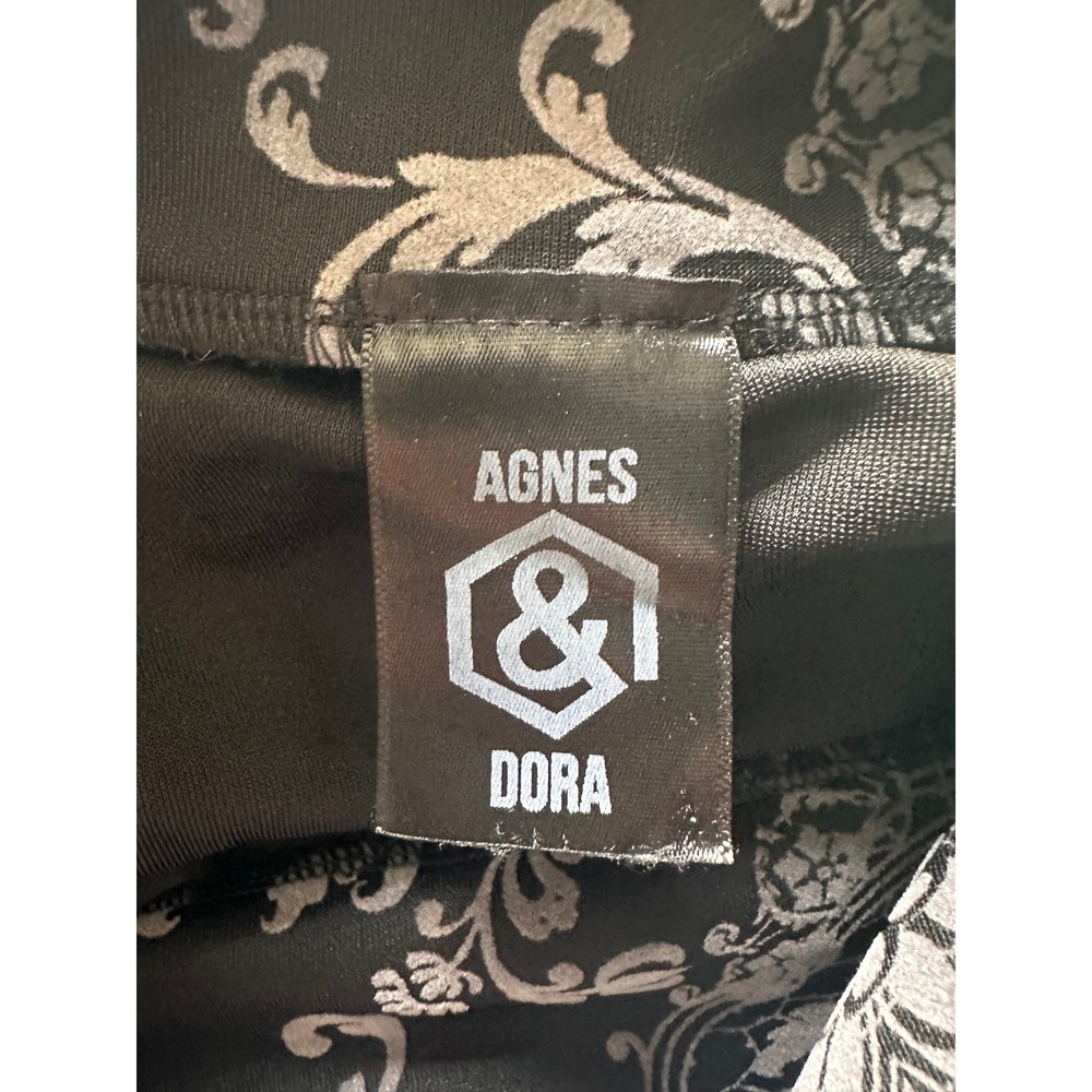 Agnes & Dora Black Lavender Damask Floral Pencil Skirt XS High Waist Bodycon - Picture 3 of 4